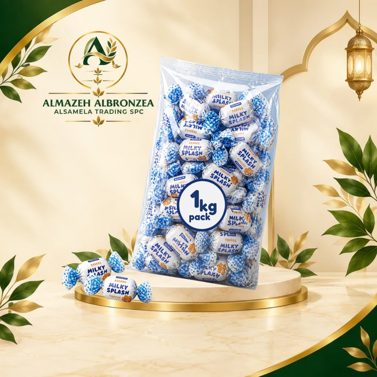 Roshen Milky Splash Toffee Candies – Soft Milk Caramel with Creamy Center – 1kg Pack